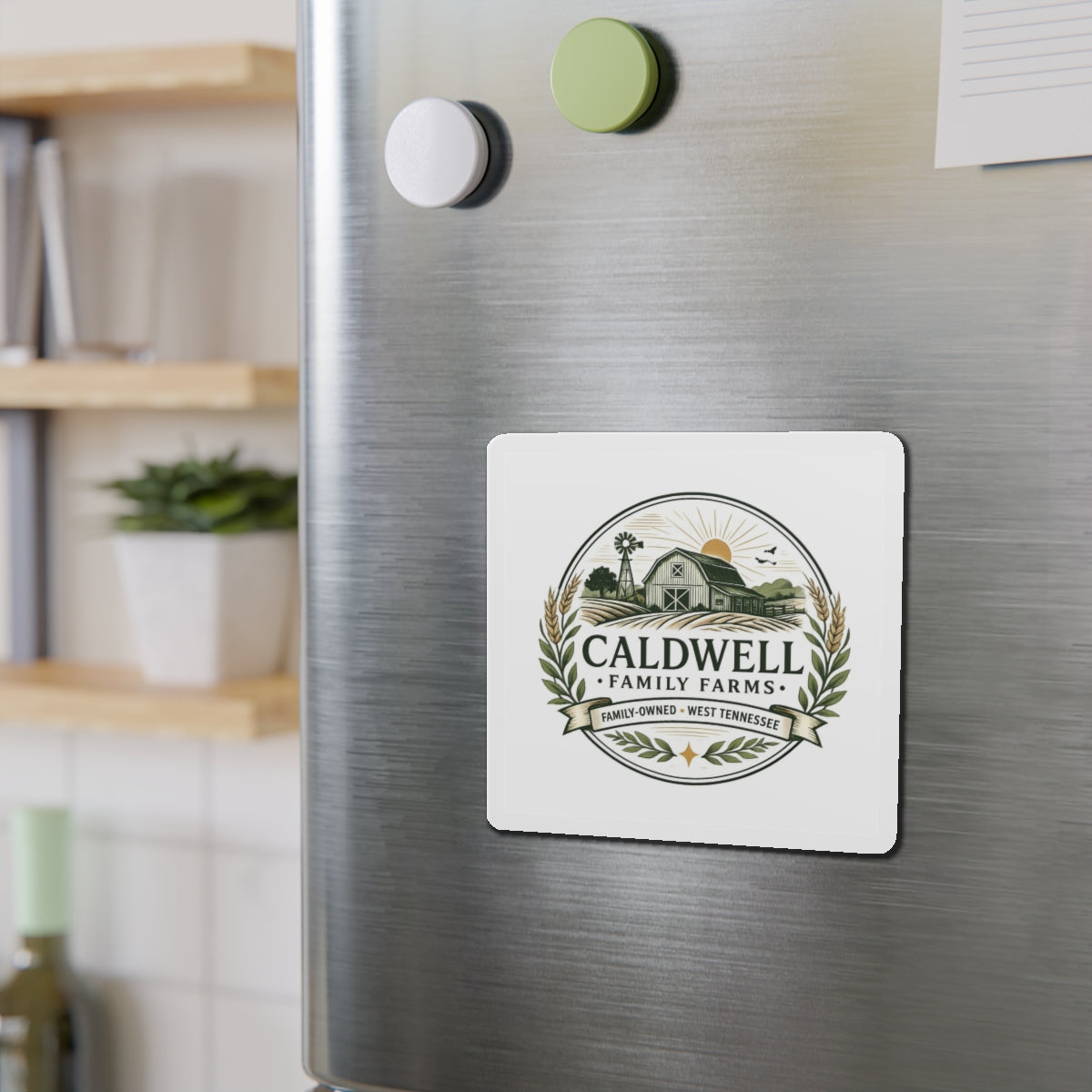 Caldwell Family Farms Die-Cut Magnet — Rustic Farmhouse Logo Magnet