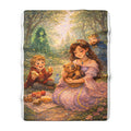 Princess Kate and the Missing Capybara Sherpa Blanket — Cozy Medieval Picnic Scene Throw
