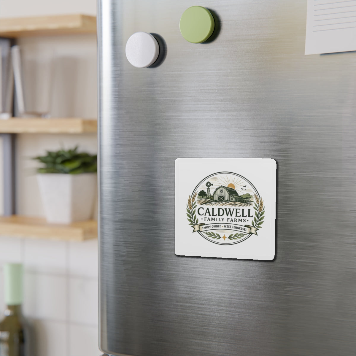Caldwell Family Farms Die-Cut Magnet — Rustic Farmhouse Logo Magnet