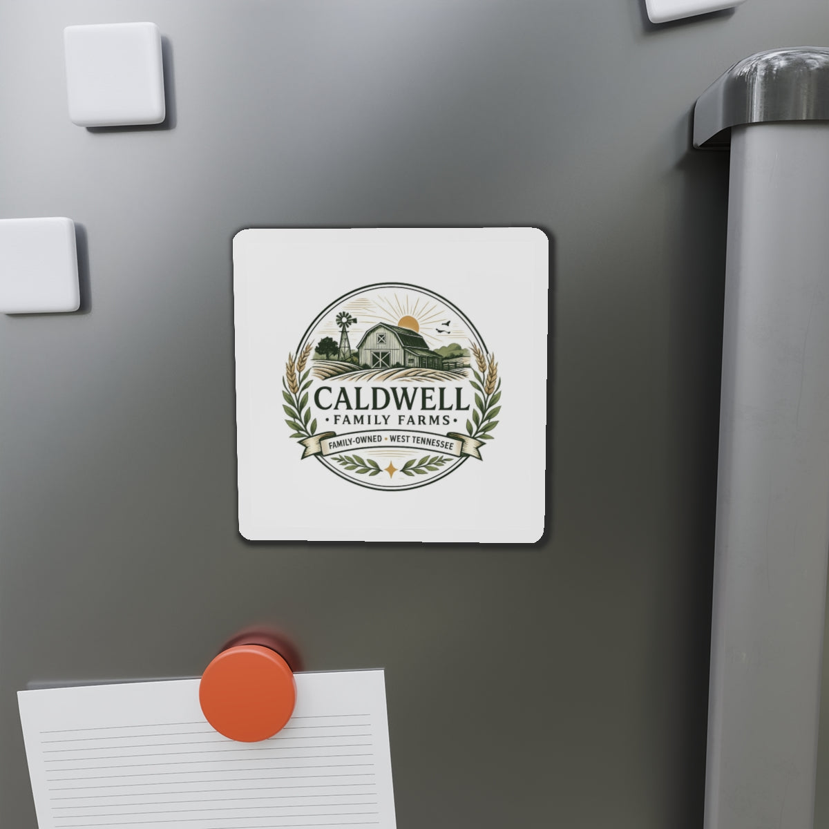 Caldwell Family Farms Die-Cut Magnet — Rustic Farmhouse Logo Magnet