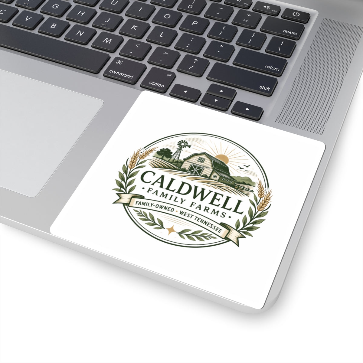 Caldwell Family Farms Kiss-Cut Sticker — Vintage Barn Logo Decal