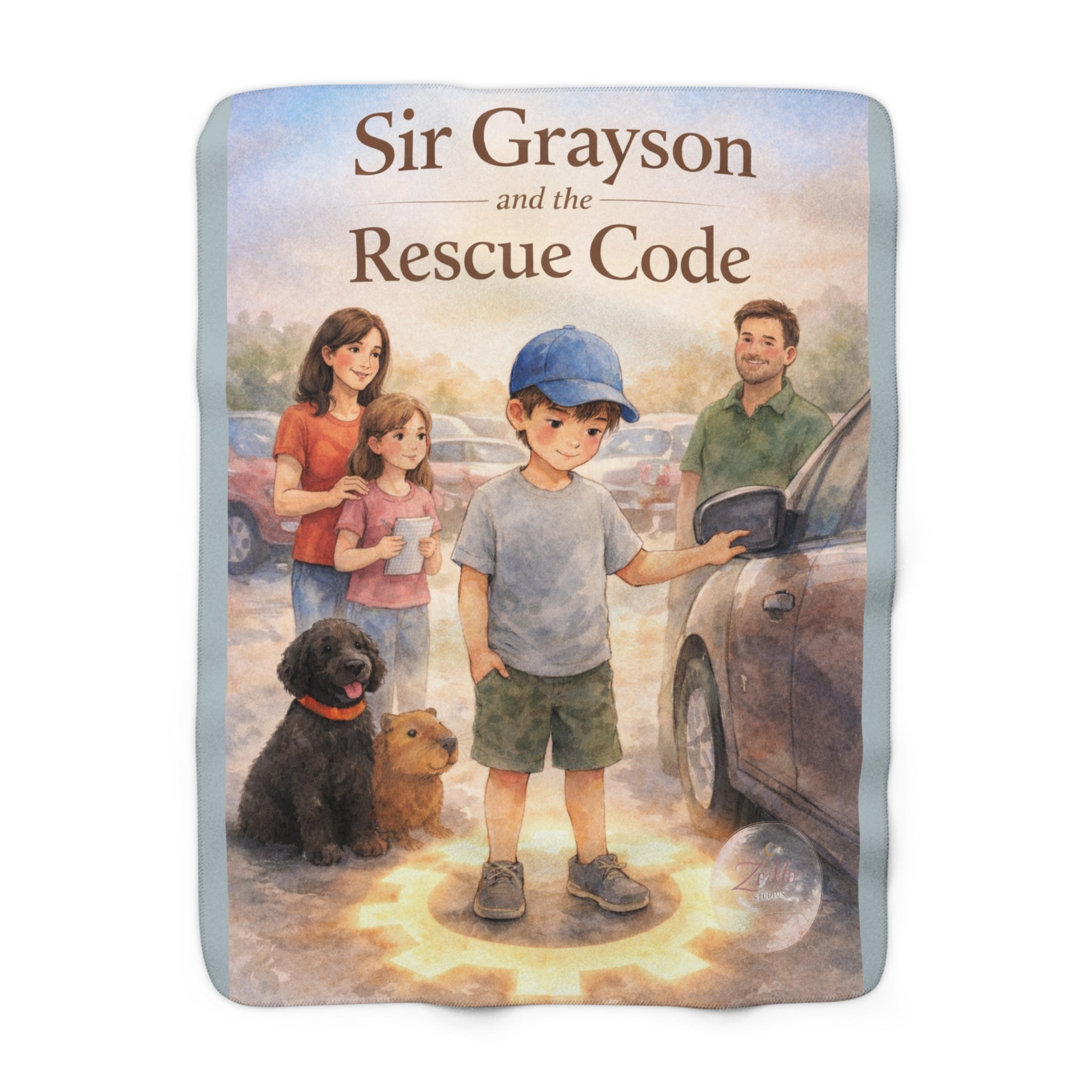 Personalized Kids Sherpa Blanket – “Sir Grayson and the Rescue Code” Cozy Storybook Throw