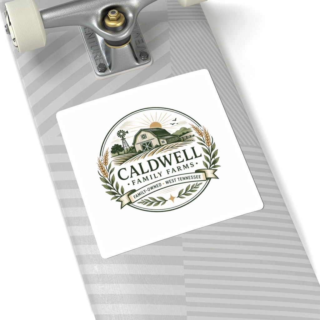 Caldwell Family Farms Kiss-Cut Sticker — Vintage Barn Logo Decal