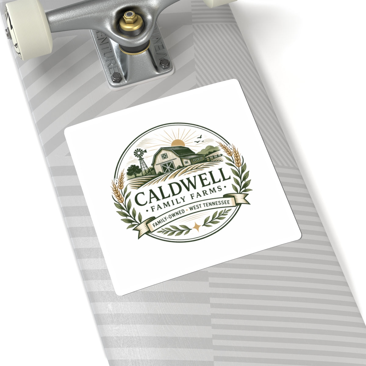 Caldwell Family Farms Kiss-Cut Sticker — Vintage Barn Logo Decal