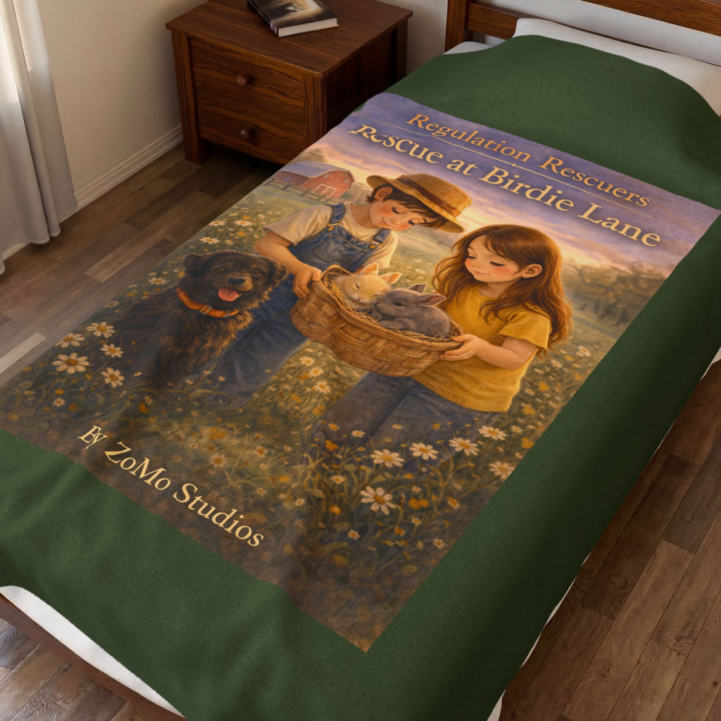 Velveteen Plush Blanket – "Regulation Rescuers: Rescue at Birdie Lane" Cozy Kids Throw