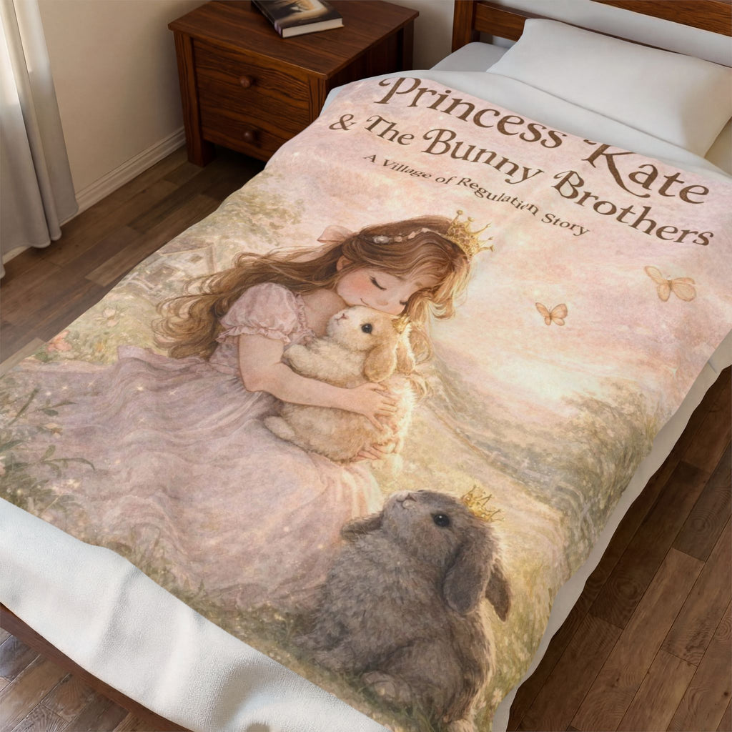 Princess Kate Velveteen Plush Blanket – Cute Bunny Storybook Throw for Girls
