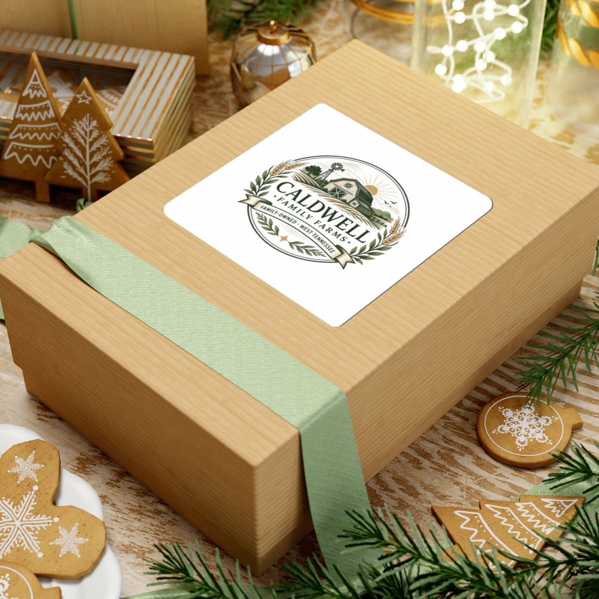 Caldwell Family Farms Kiss-Cut Sticker — Vintage Barn Logo Decal