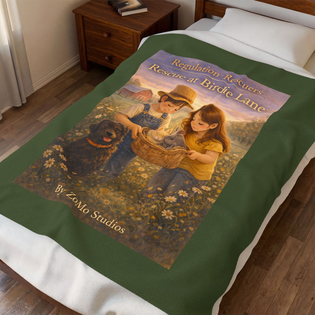 Velveteen Plush Blanket – "Regulation Rescuers: Rescue at Birdie Lane" Cozy Kids Throw