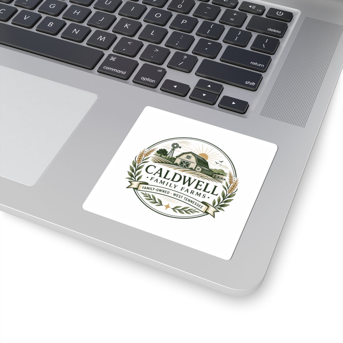 Caldwell Family Farms Kiss-Cut Sticker — Vintage Barn Logo Decal