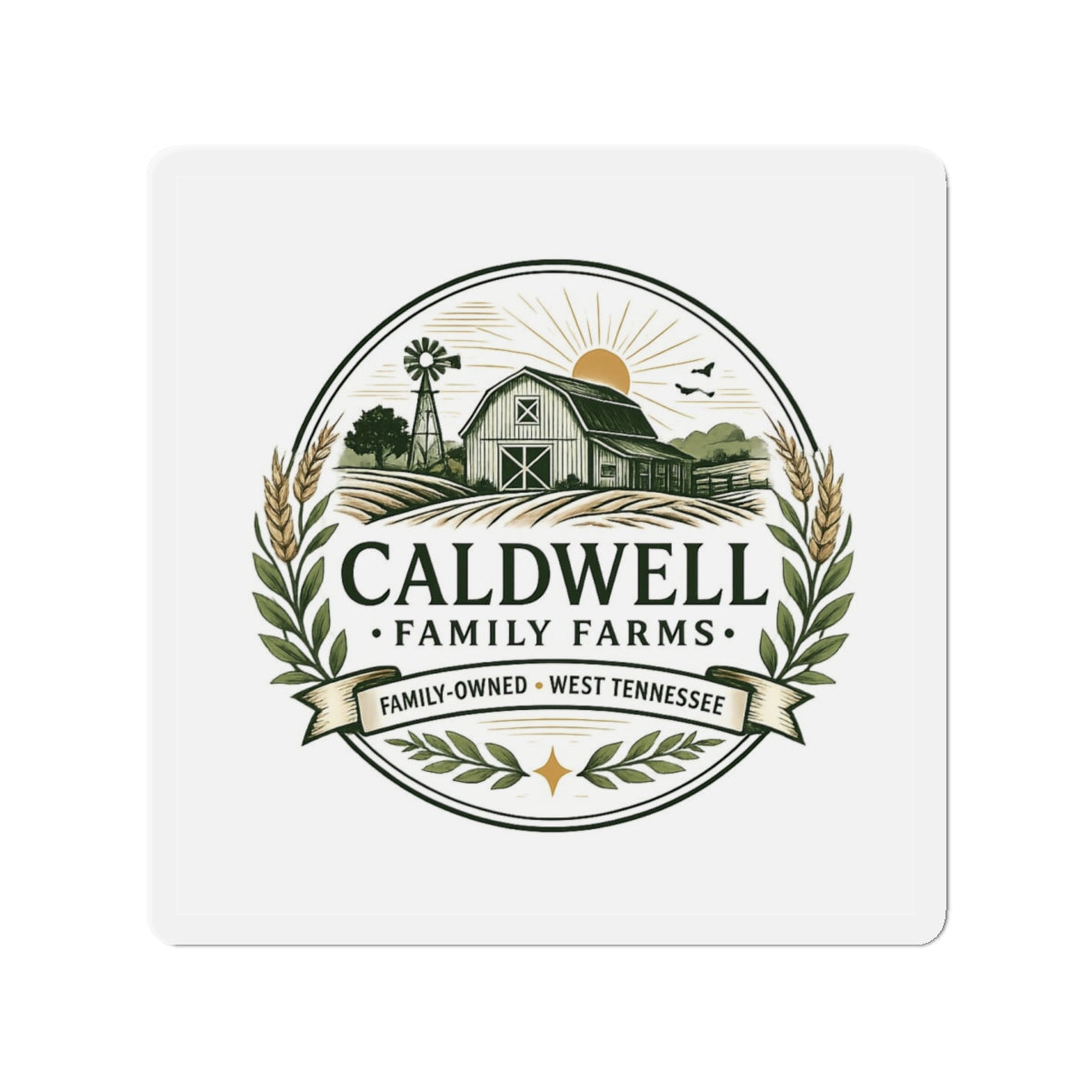 Caldwell Family Farms Die-Cut Magnet — Rustic Farmhouse Logo Magnet