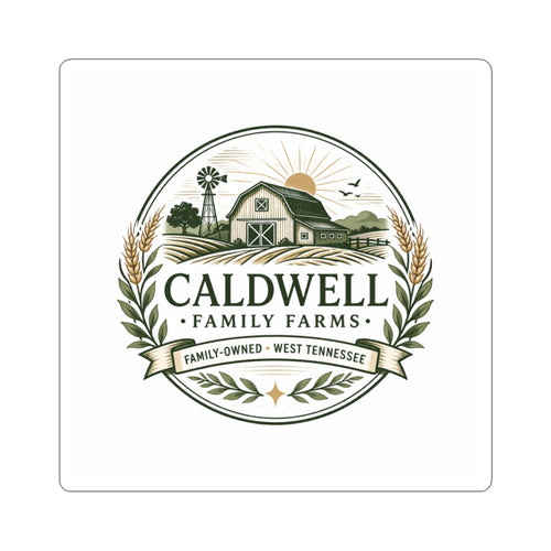 Caldwell Family Farms Kiss-Cut Sticker — Vintage Barn Logo Decal