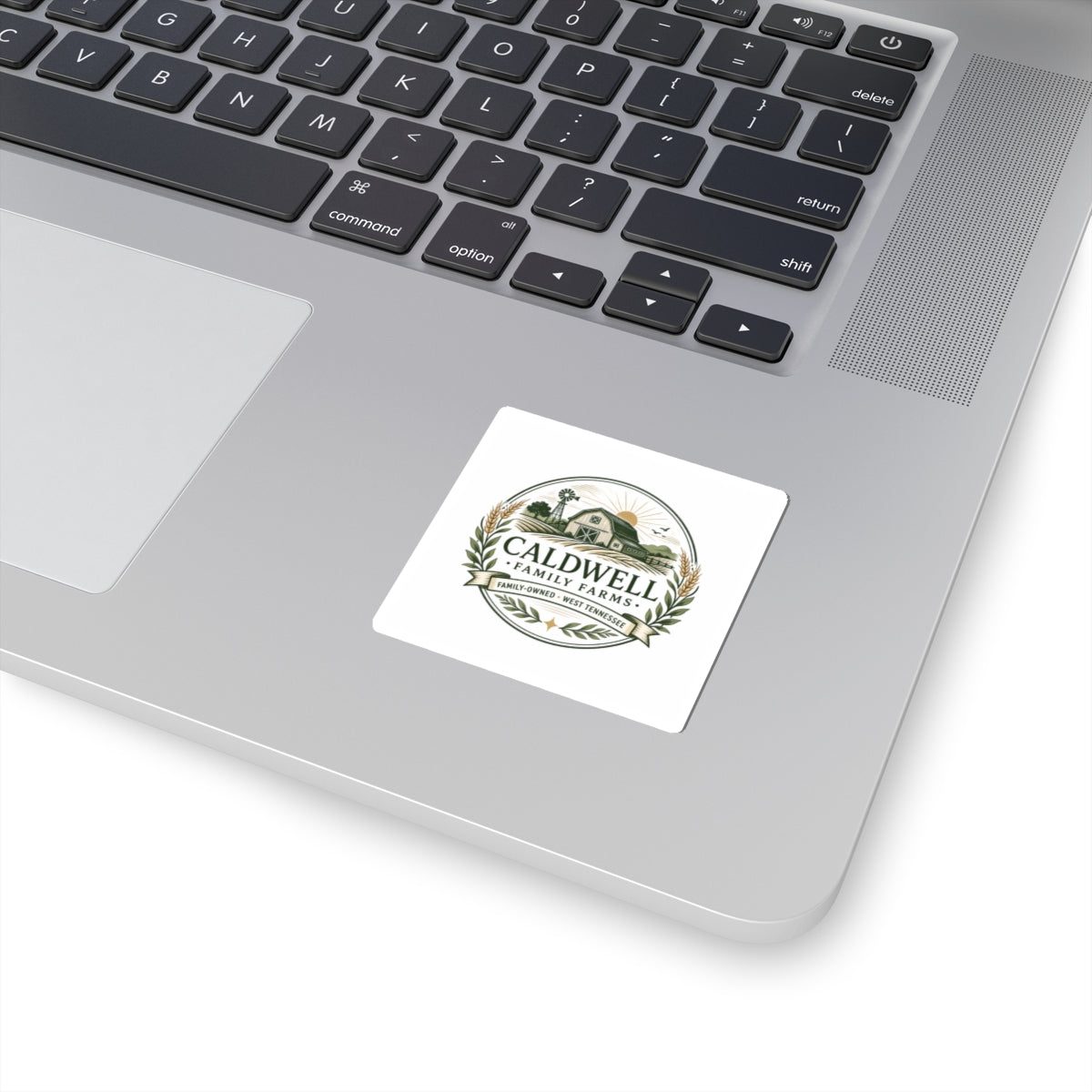 Caldwell Family Farms Kiss-Cut Sticker — Vintage Barn Logo Decal