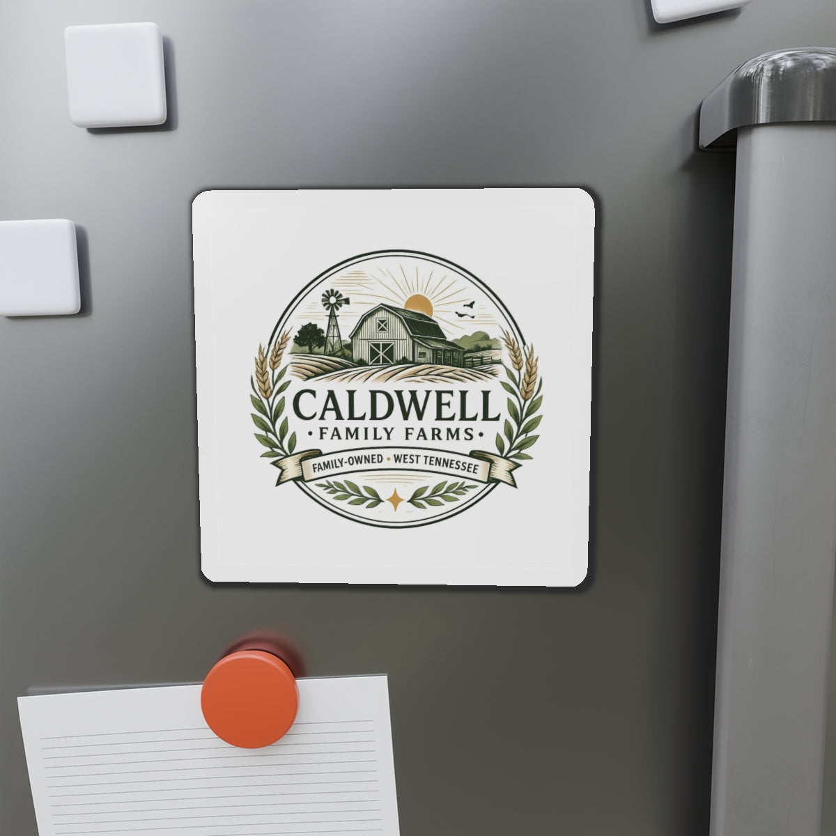 Caldwell Family Farms Die-Cut Magnet — Rustic Farmhouse Logo Magnet