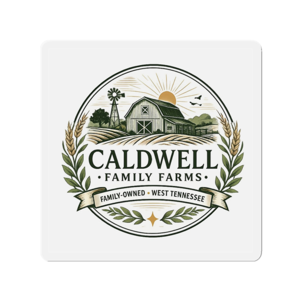 Caldwell Family Farms Die-Cut Magnet — Rustic Farmhouse Logo Magnet