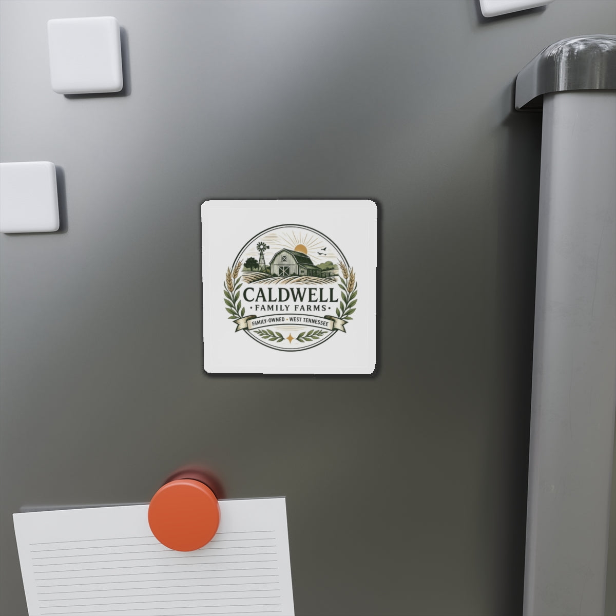 Caldwell Family Farms Die-Cut Magnet — Rustic Farmhouse Logo Magnet