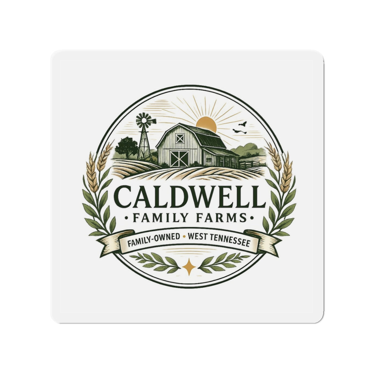 Caldwell Family Farms Die-Cut Magnet — Rustic Farmhouse Logo Magnet