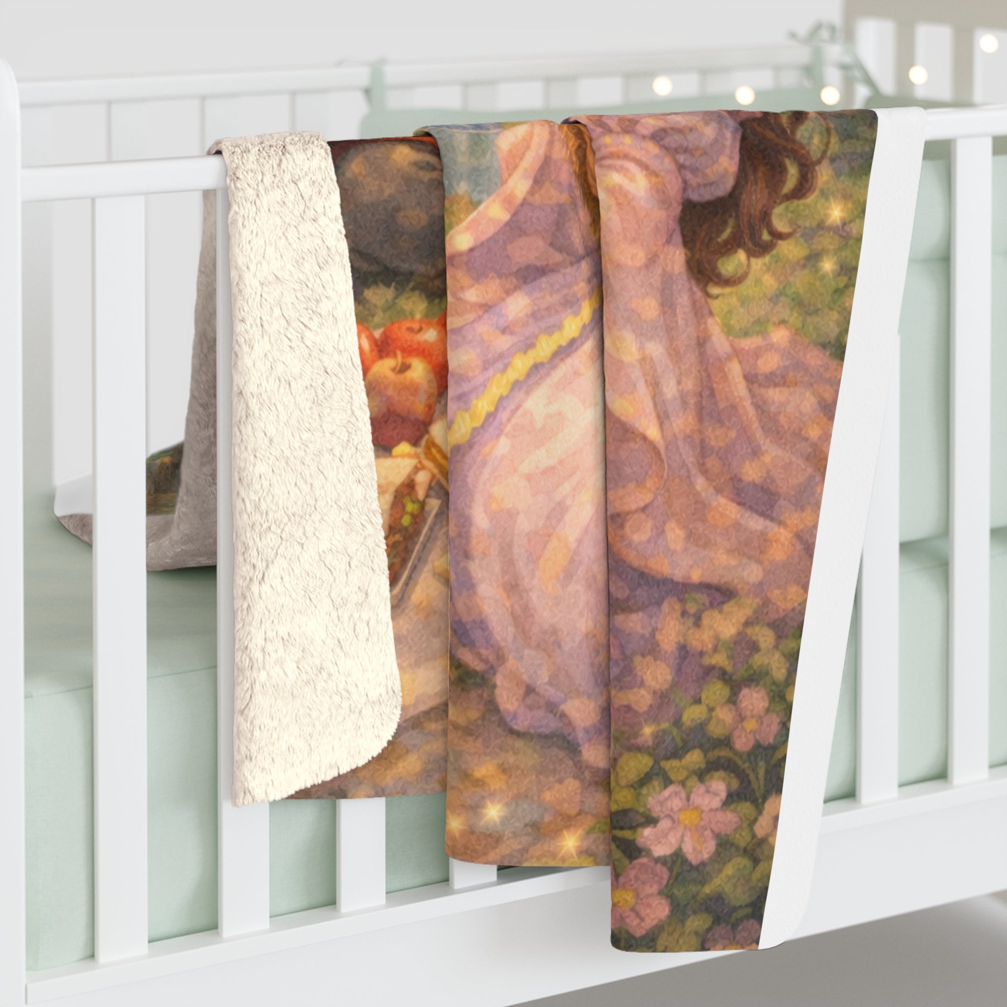 Princess Kate and the Missing Capybara Sherpa Blanket — Cozy Medieval Picnic Scene Throw