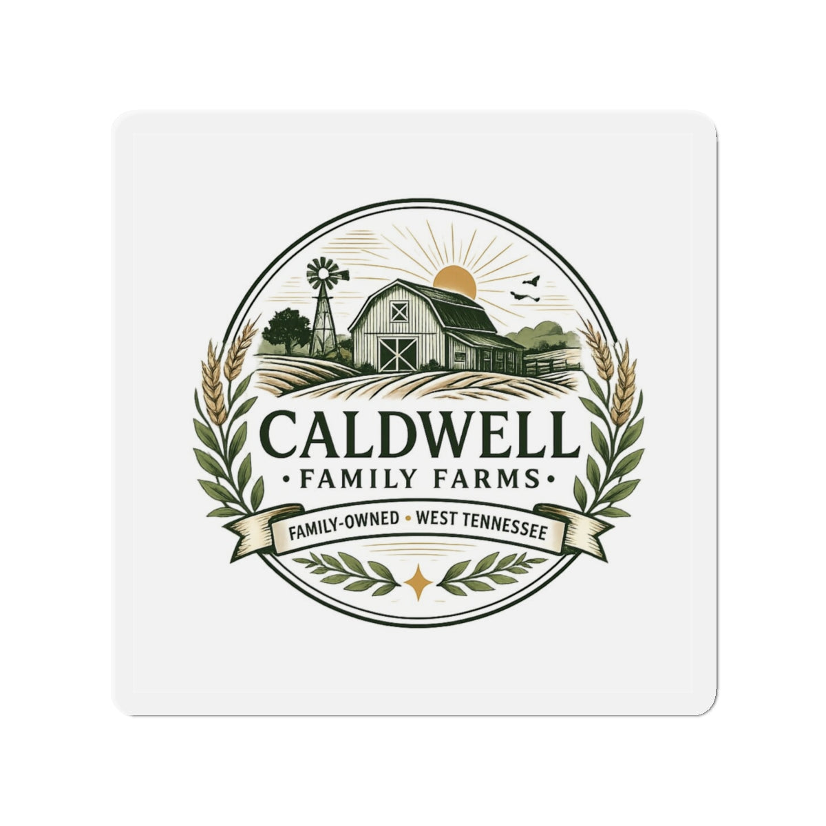 Caldwell Family Farms Die-Cut Magnet — Rustic Farmhouse Logo Magnet