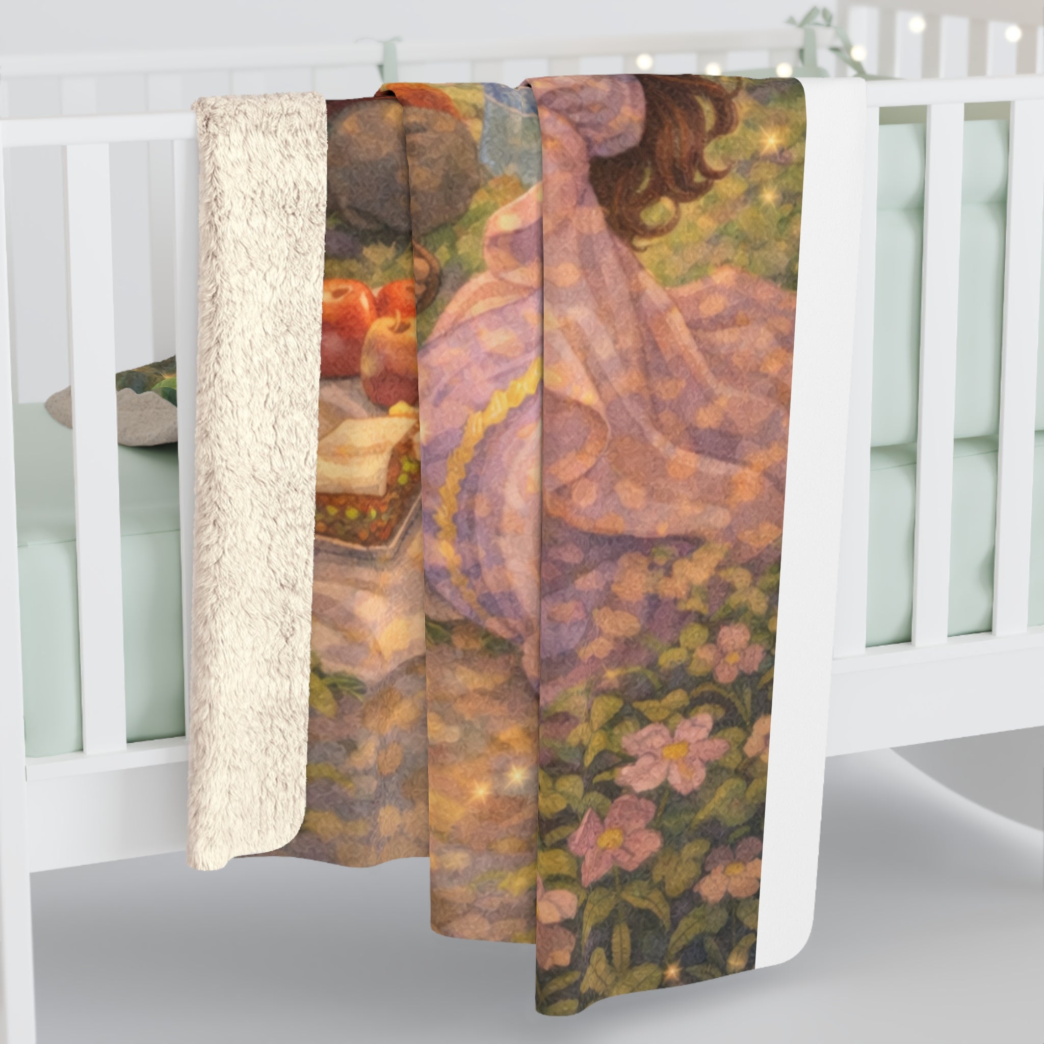 Princess Kate and the Missing Capybara Sherpa Blanket — Cozy Medieval Picnic Scene Throw